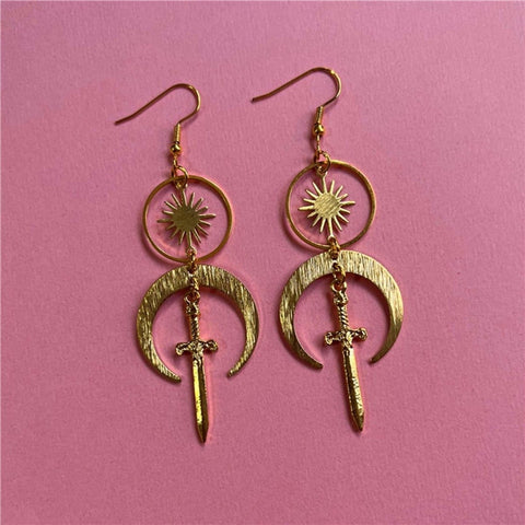 Sun Sword Shield Earrings - Froppin