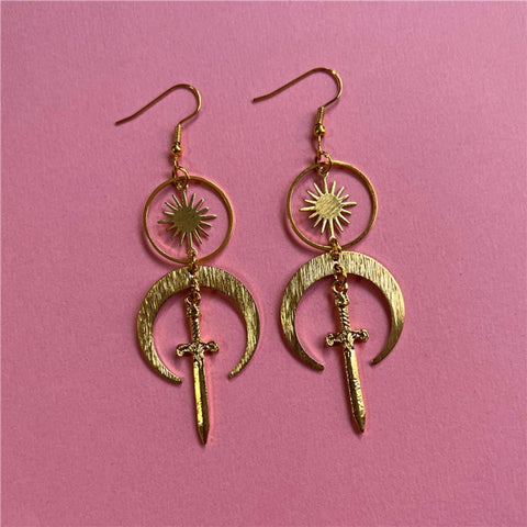 Sun Sword Shield Earrings - Froppin