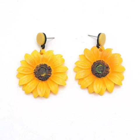 Sunflower Light Weight Large Yellow Earrings - Froppin