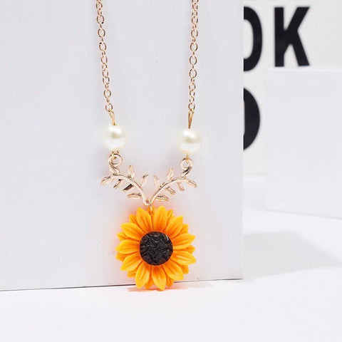 Sunflower Pearl Golden Necklaces - Froppin