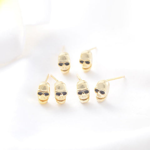 Sunglasses Happy Skull Earrings, Unusual Tombstone Bones Skull Studs, Tiny Stud Earring, Scary Cute Earrings, Gothic Spooky Skeleton Jewelry - Froppin