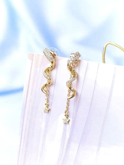Swirl Star Charms Zircon 14K Gold plated Earrings - Froppin
