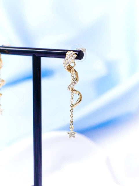 Swirl Star Charms Zircon 14K Gold plated Earrings - Froppin