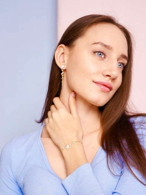 Swirl Star Charms Zircon 14K Gold plated Earrings - Froppin