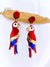 Talking Parrot Mimic Earrings • Colorful Wild Animal Earrings • Red, Gold And Blue Lightweight Large Summer Tropic Earrings • Gift For Her - Froppin