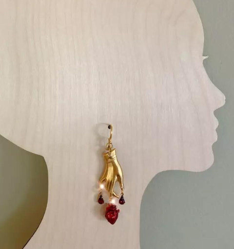 Tears Of Blood Real Heart Earrings, Death Earrings, Love Earrings, Touch Anatomical Earrings, Human Heart Blood Earrings Crystal Jewelry Red - Froppin