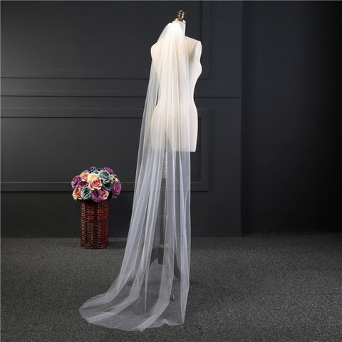 Thin Veil, Slim Cathedral Veil, Bridal Veil, Soft Tulle Veil, Ivory Wedding Veil, Bride One Tier Sheer Veil, Simple Veil With Comb Lace Veil - Froppin