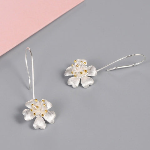 Tiny Silver Earrings Flower Earrings - Froppin
