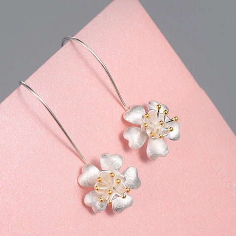 Tiny Silver Earrings Flower Earrings - Froppin