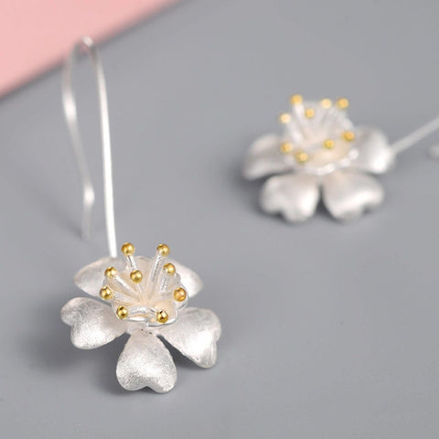 Tiny Silver Earrings Flower Earrings - Froppin