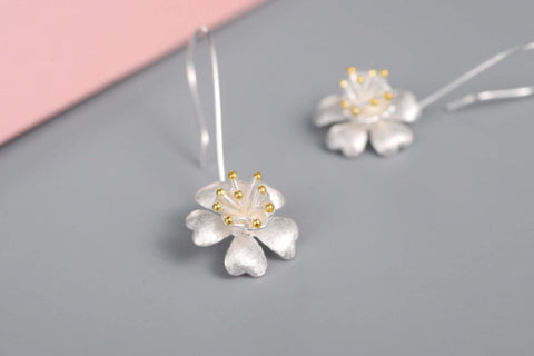 Tiny Silver Earrings Flower Earrings - Froppin
