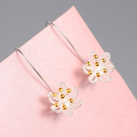 Tiny Silver Earrings Flower Earrings Gold Floral Earrings, Enamel Earrings Bridal Earrings Cute Jewelry Floral Earrings, Minimalist Earrings - Froppin