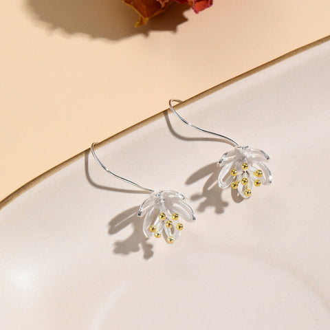 Tiny Silver Earrings Flower Earrings Gold Floral Earrings, Enamel Earrings Bridal Earrings Cute Jewelry Floral Earrings, Minimalist Earrings - Froppin