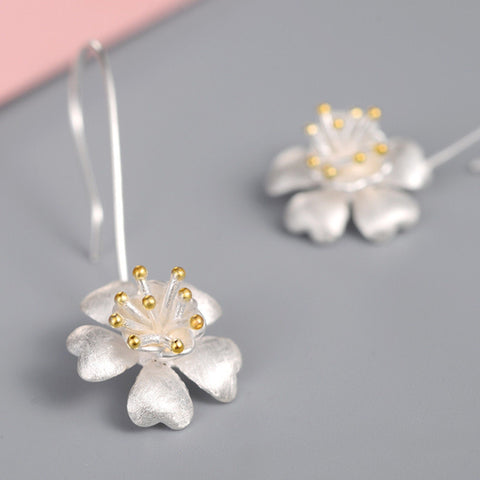 Tiny Silver Earrings Flower Earrings, S925 Leaves Earrings, Gold Floral Earrings, Enamel Earrings, Petal Earrings, Small Minimalist Earrings - Froppin
