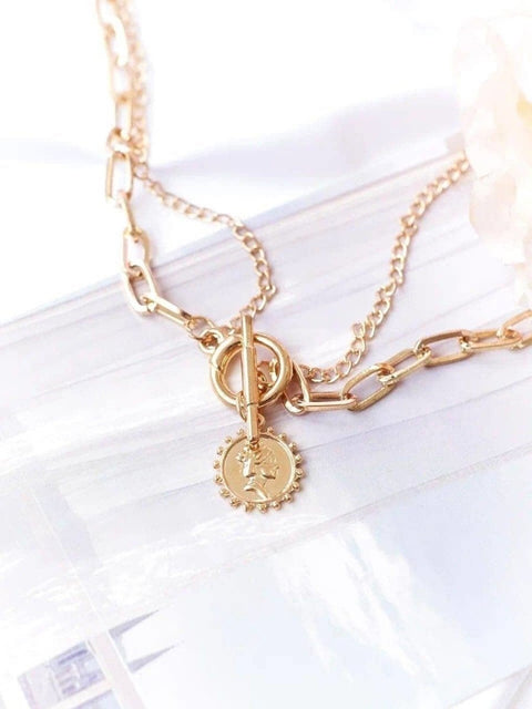 Toggle Clasp Lady Coin Charm Pendant - Froppin