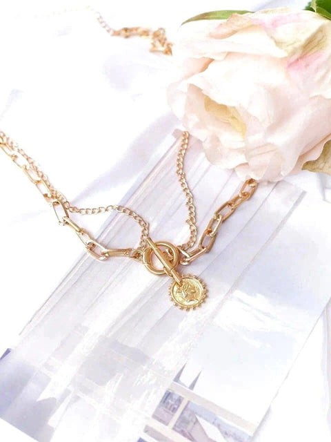 Toggle Clasp Lady Coin Charm Pendant - Froppin