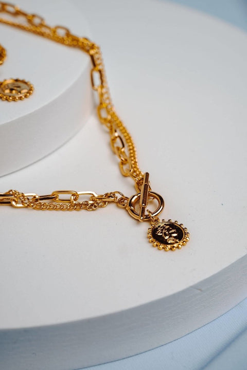 Toggle Clasp Lady Coin Charm Pendant - Froppin