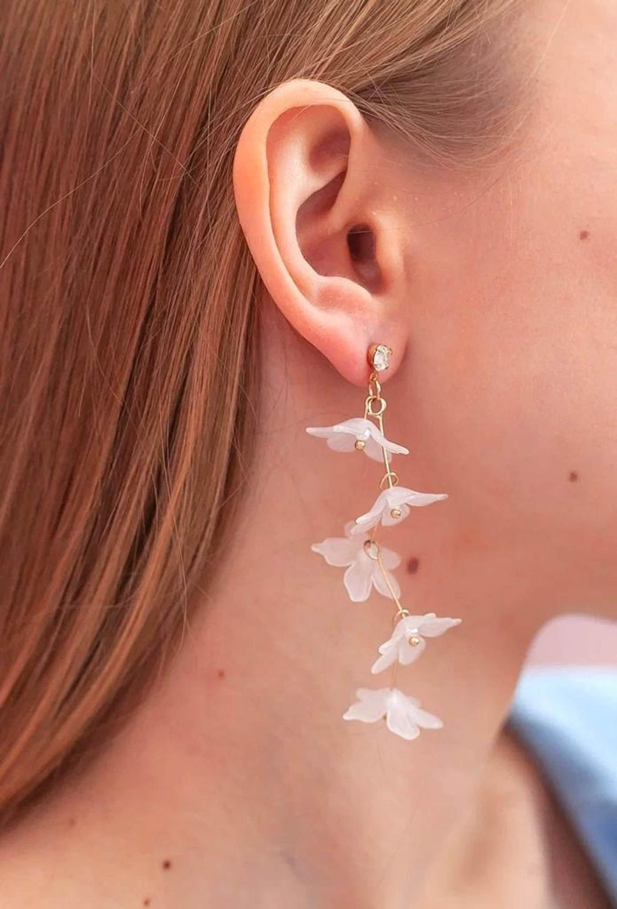 Cherry Blossom Earrings - Romantic Pink Sakura Gold Color Earring
