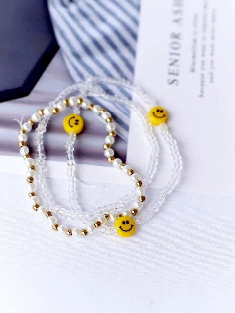 Triple Smile and Pearls Beaded Bracelet - Froppin