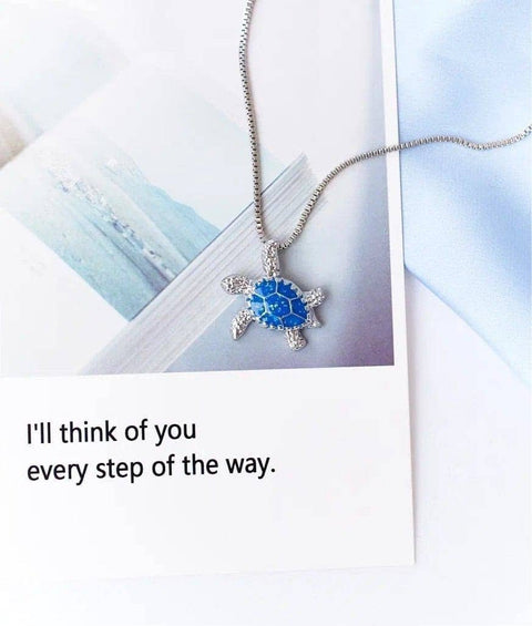 Turtle Blue Opal Shining Silver Pendant - Froppin