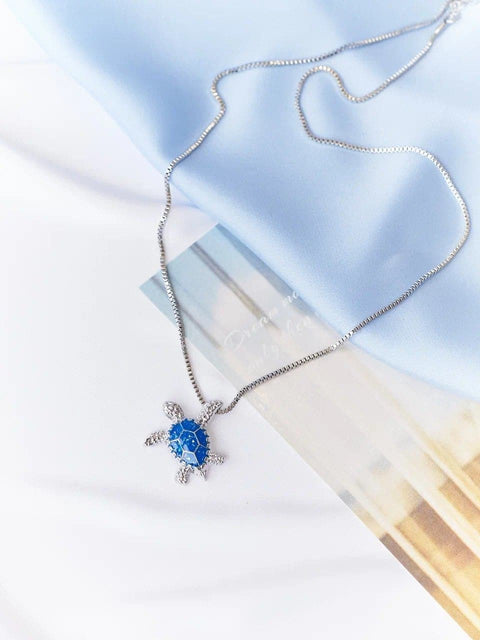 Turtle Blue Opal Silver Pendant - Froppin