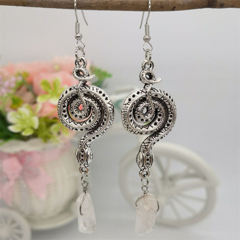 Twisted Crystal Earrings Snake Earrings, Animal Earrings Scary Earrings Serpent Earrings, Silver Jewelry Hoop Earrings Femme Fatale Earrings - Froppin