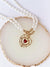 Vintage Pearl Necklace Red Stone Golden Heart - Froppin