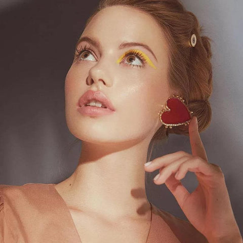Vintage Red Heart Gold Framed Earrings - Froppin