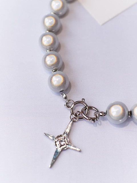 Volumetric Pearls Metallic Star Necklace - Froppin