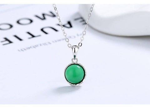 White Jade Natural Stone 925 Sterling Necklace - Froppin
