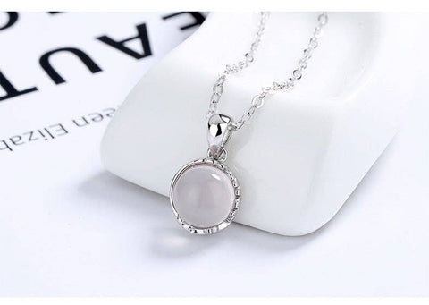 White Jade Natural Stone 925 Sterling Necklace - Froppin