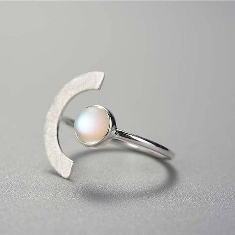 Yin Yang Gold Moonstone Ring Silver Gemstone - Froppin